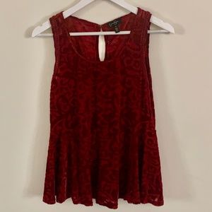 Jessica Simpson Dark Red Velvet Peplum Blouse M